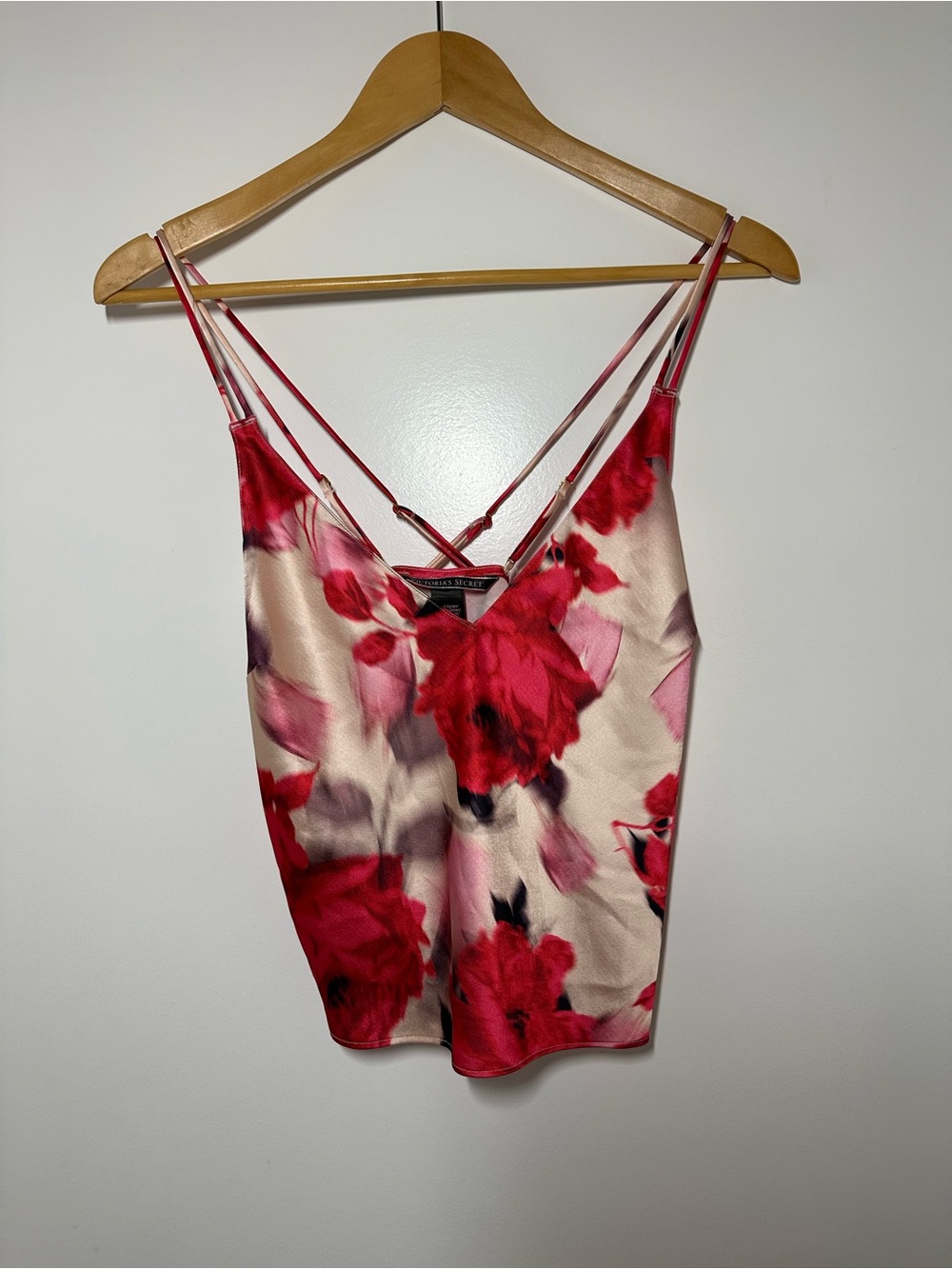 Victoria's Secret Floral Satin Cami - Red & Pink